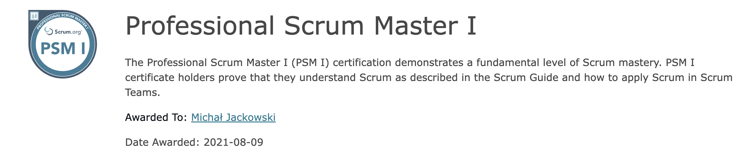 Professional Scrum Master I